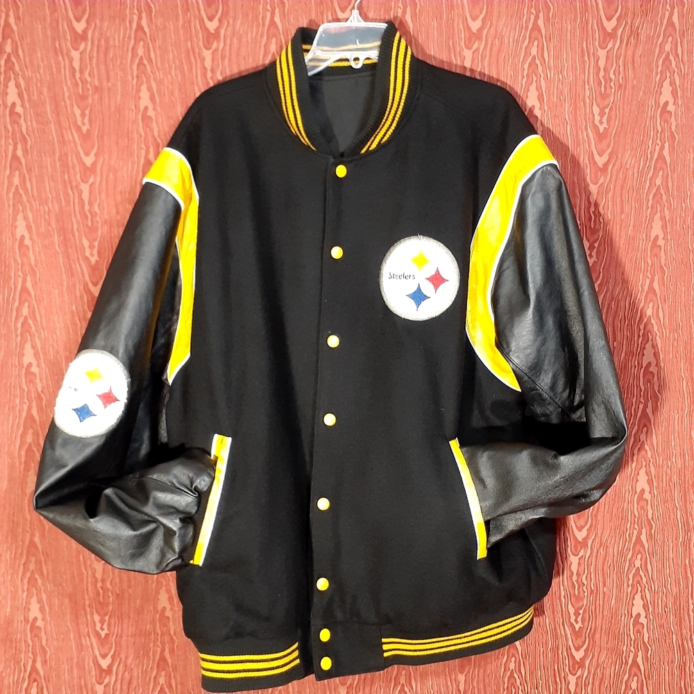 Vintage NFL Pittsburg Steelers REVERSIBLE Varsity Letterman Jacket Size XXL Wool